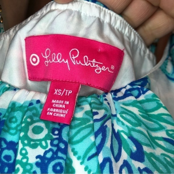 Lilly Pulitzer Ocean Sea Urchin Flounce Dress XS Starfish Ruffle Blue White - Picture 4 of 8